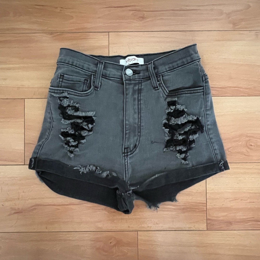 Vibrant Gray High-Rise Shorts